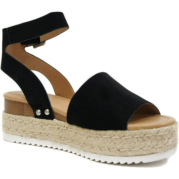 SODA Women's Topic Open Toe Ankle Strap Espadrille Sanda SODA Women's Topic Open Toe Ankle Strap Espadrille Sanda